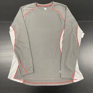 Women's Gray Long Sleeve Top with Red Trim